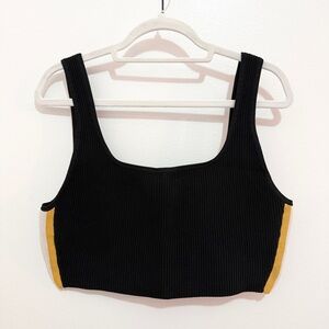 Babaton Aritzia Sculpt Knit Ribbed Crop Tank Top Size Large Black